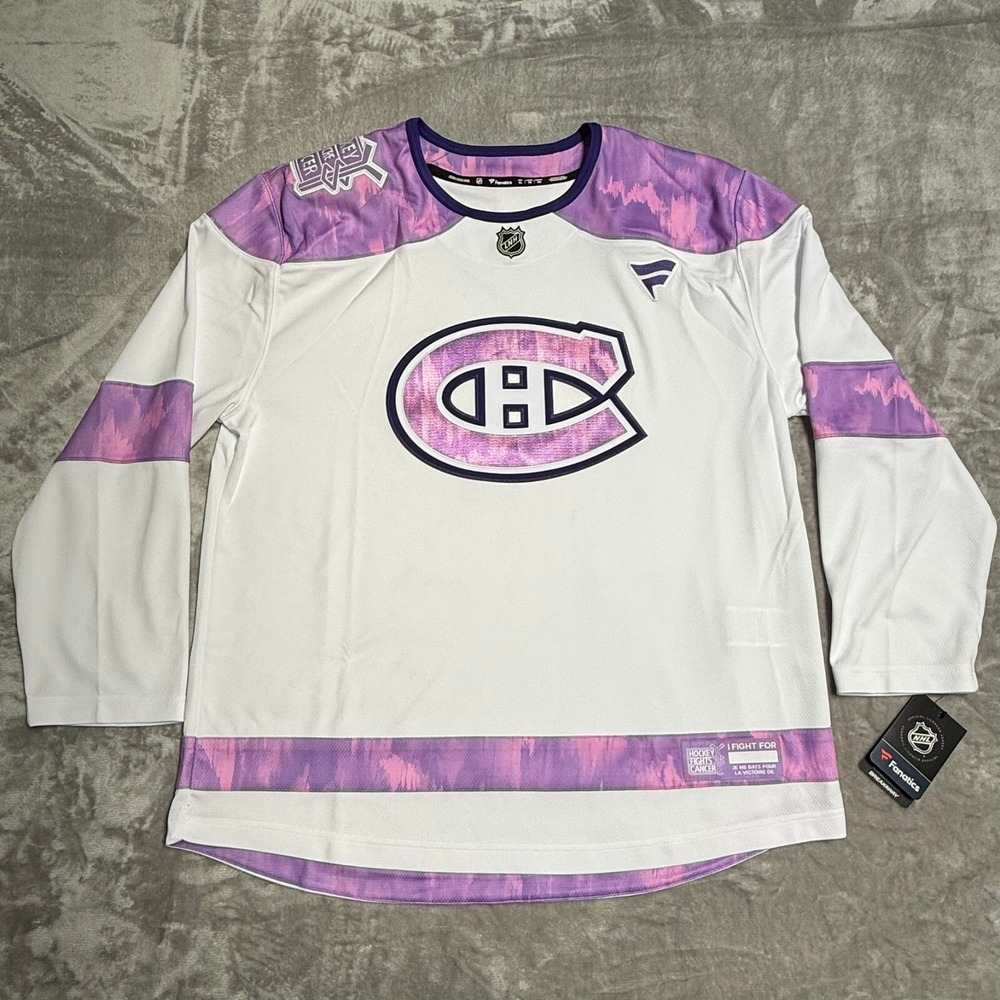 Montreal Canadiens Fanatics Hockey Jersey Mens XL Hockey Fights Cancer New NWT